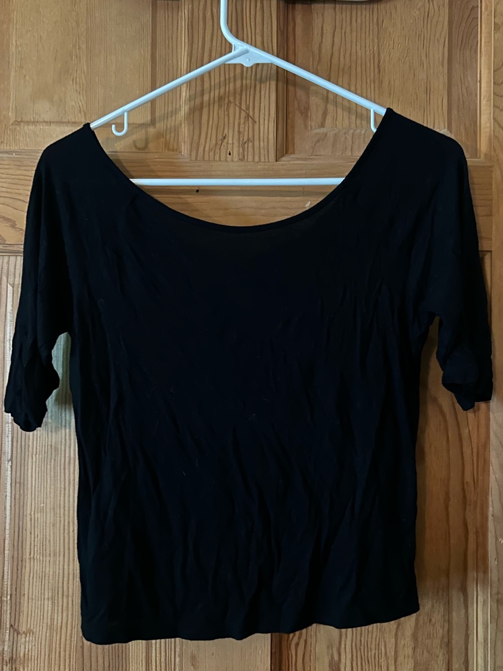 American Dream Black Scoop Neck Short Sleeve Top